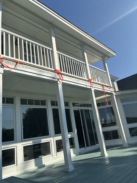 Painted porch railings, columns and deck